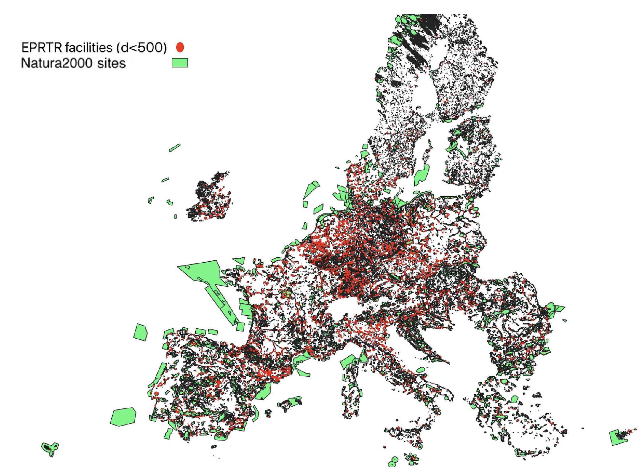 Figure 2 EPRTR facilities and Natura 2000 sites